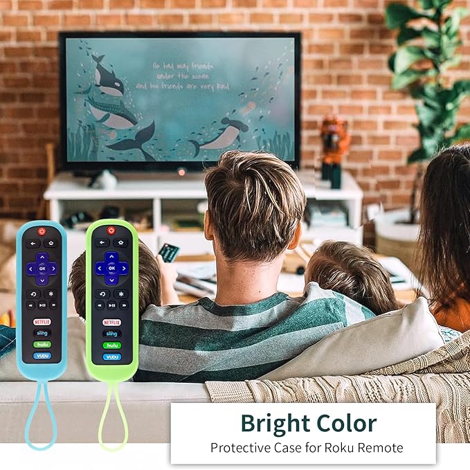 2 Pack TCL Roku Remote Cover Silicone Protective Case for Roku TV Express/Premiere/Streaming Stick/Ultra RC280 Anti Slip Remote Sleeve Glow in The Dark (Glow Green +Glow Blue)
