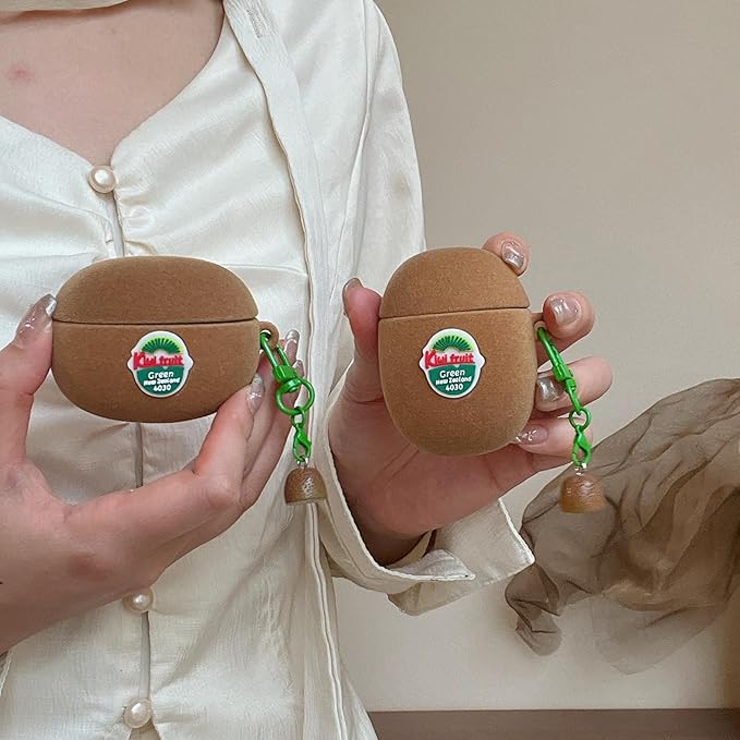 SGVAHY for AirPods Pro Case with Keychain Cute 3D Cartoon Kiwi Fruit Pattern Design Soft Silicone Cover for Women Girls Anti-Fall Shockproof Protective Case for AirPods Pro 2nd 1st Generation