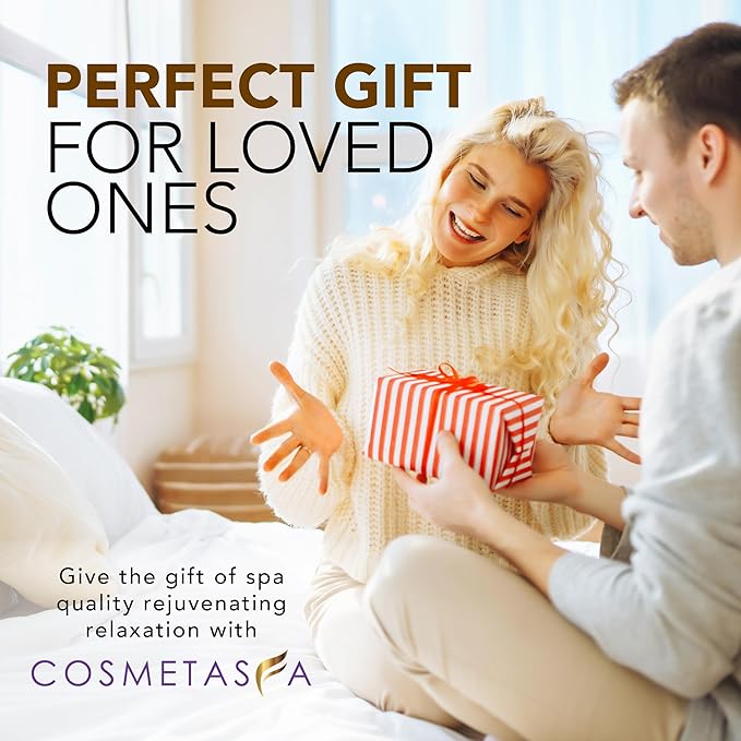 Cosmetasa Massage Oil Spa Gift Set for Women – Relaxing Lavender, Warming Arnica & Nourishing Citrus & Coconut Oils – Includes Roller Ball, Thumb Saver & Hot Stones – Self Care Kit & Body Massage Oils