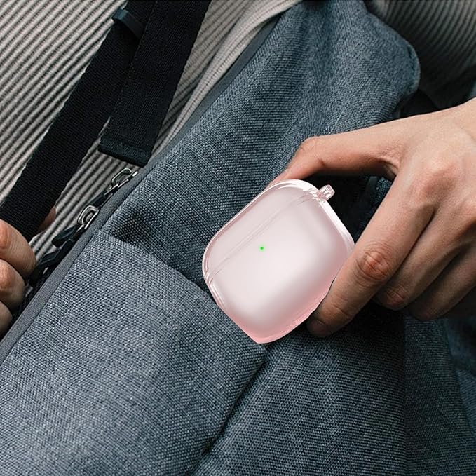 Valkit Compatible Airpods 4 Case Pink, Soft TPU AirPods 4th Generation Case Cover with Cleaner Kit, Shockproof Protective Case with Keychain for Apple AirPods 4 Gen Cases for Women Men - Clear Pink