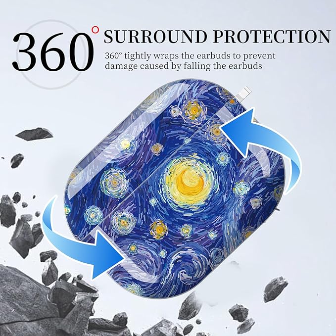 for AirPods Pro 3 Case, Compatible with AirPods Pro 3rd Generation Case (2025), Shockproof Protective Cover with Golden Carabine (Starry Night Blue)