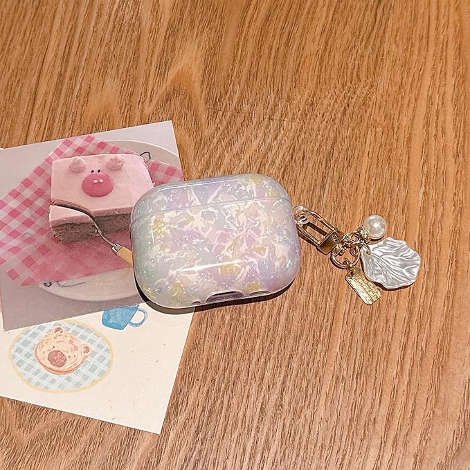 for AirPod Pro 3 Case 2025 Cute Shell Pearl Ocean Design for Women Girls TPU Protective Cover with Keychain Compatible for AirPods Pro 3rd Generation (Colored Shell)