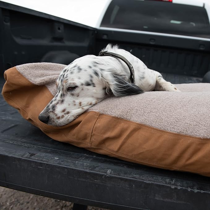 Carhartt Durable Canvas Pet Bed, Water Resistant Firm Duck Dog Bed, Deep Wine (Sherpa Top), Medium