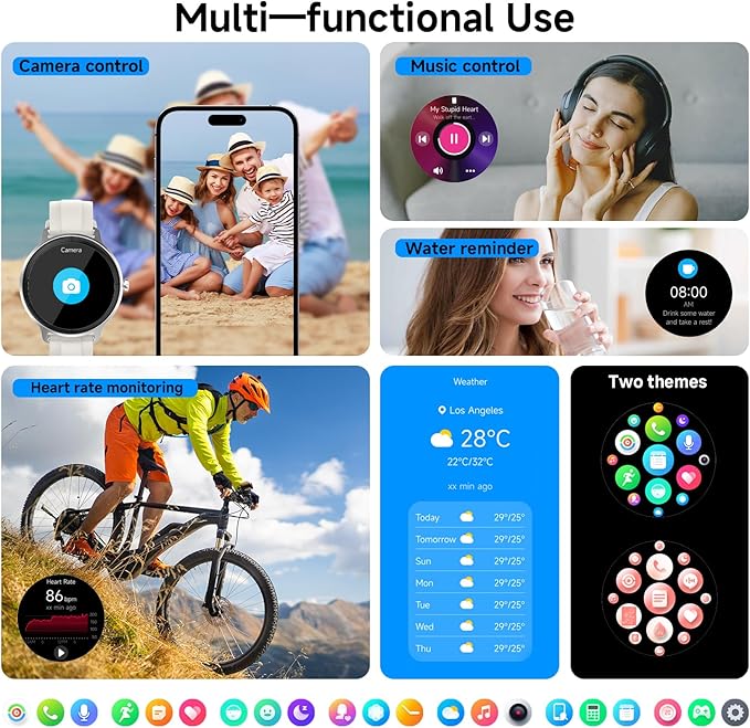 Smart Watches for Women Men 1.27" HD Fitness Tracker with Heart Rate/Sleep/Step/SpO2 Monitor, IP68 Waterproof Watch for Android iOS (Off White)