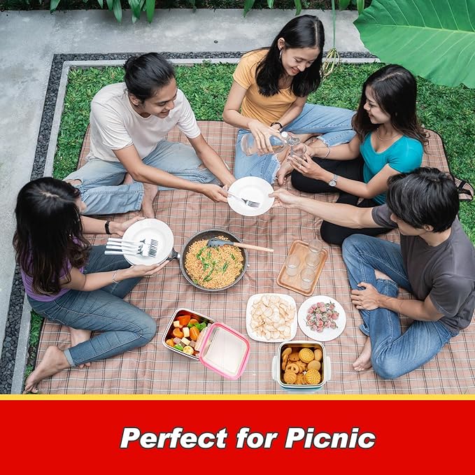 4 Pack Stainless Steel Sandwich Containers with Lids 25.4 oz Metal Food Container for Lunch Boxes with Airtight Silicone Seal for Sandwiches and Snacks(Red)