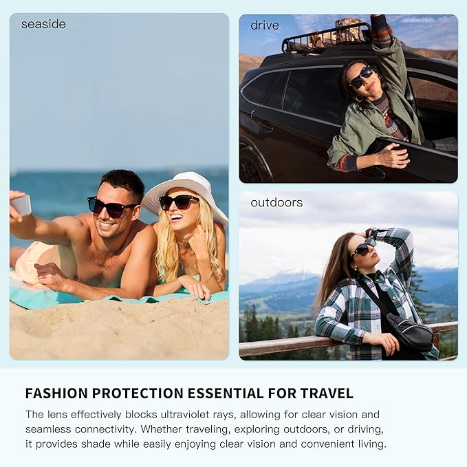 Smart Glasses, Bluetooth Sunglasses, New Upgraded Smart Glasses for Men/Women, Open Ear Speaker, Voice Assistant Compatible, Hands-Free Calls