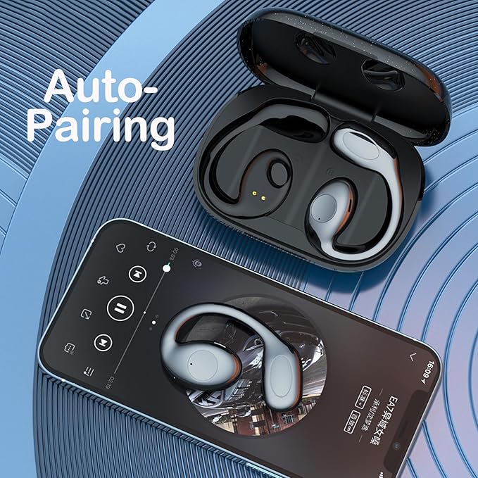 Open Ear Earbuds Wireless Bluetooth Bone Conduction Headphones Headset with Hook Over The Ear Bone Conducting Induction Headphones Earphones Headset Auriculares De Conduccion Osea