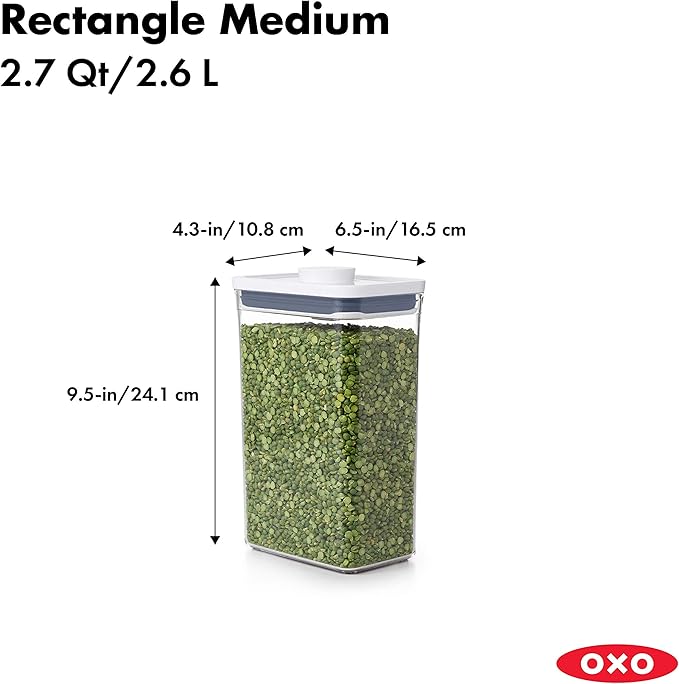 OXO Good Grips POP Container Big Square Tall (6.0 Qt) and Rectangle Medium (2.7 Qt) Food Storage Containers