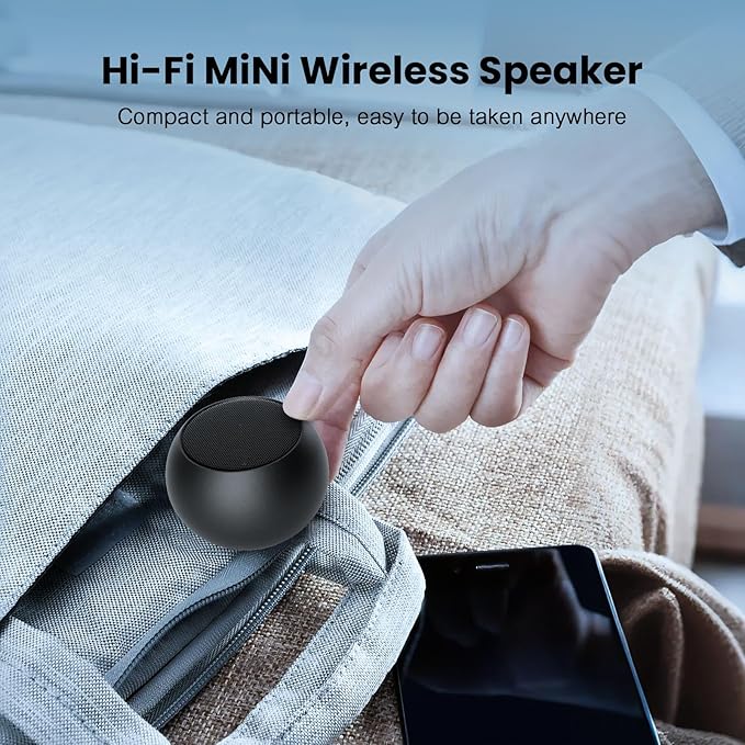 Small Speaker, Portable Bluetooth Speaker with Loud Stereo Sound and Robust Bass, Mini Speaker with Lanyard Easy to Carry, Brief Design, IPX7 Waterproof for Shower, Room, Biking, Hiking, Black