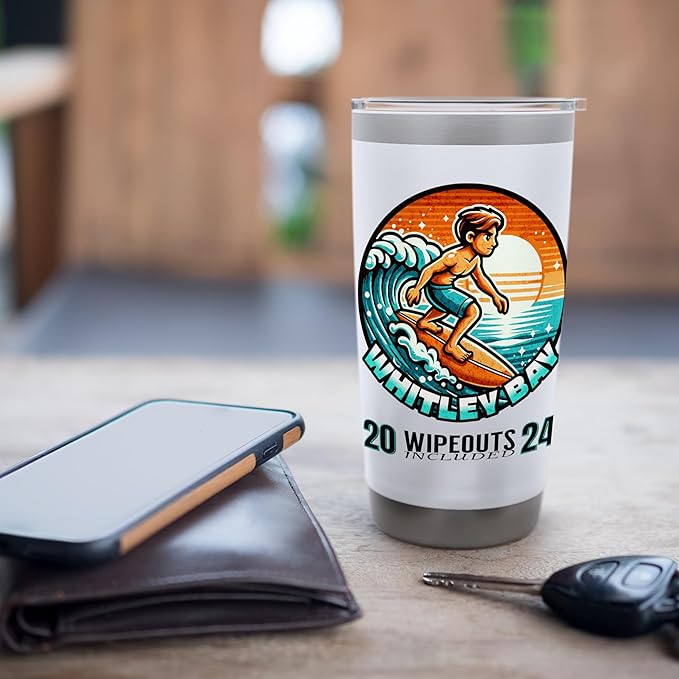 Whitley Bay Surfer Wipeouts Included 2024 Cartoon Style Stainless Steel Insulated Tumbler