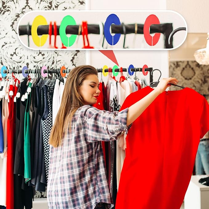 uxcell Clothes Dividers,20 Pack Round Closet Rack Dividers Clothing Rack Size Dividers Blank Labels with Marker Pen Writable & Reusable for Hanging Clothes Sorting Size, Light Blue