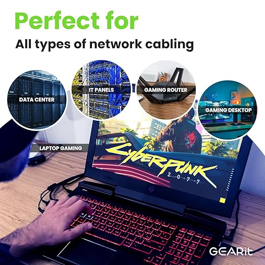 GEARit Cat 6 Ethernet Cable Pack - 100-Pack 2 ft Cat6 Ethernet Patch Cables | RJ45 Network Patch Cable, 10 Gbps Snagless Gold-Plated Connectors - Ethernet Cable Cat 6 for PC, TV, Router - Black