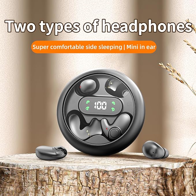2-Pack Invisible Sleep Earbuds,Bluetooth 5.4 Ultra-Mini Stylish Headphones for Sleep,Comfortable Blocking Noise,Small mini Invisible Wireless Earbuds for Sleeping-White