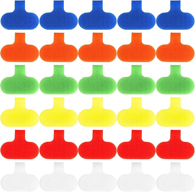 30 PCS Cord Tags, 6-Color Cable Labels (2.36 x 1.5 Inch) Cord Tags Labeling for Electronics Cords, Chargers, Network-Cables & Ethernet-Cables – Cable Management and Identification