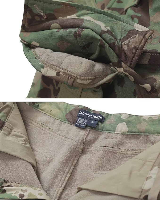 KOCTHOMY Men’s Fleece Lined Hiking Pants,Winter Outdoor Thermal Casual Work Cargo Pants with Multi Pockets, No Belt.