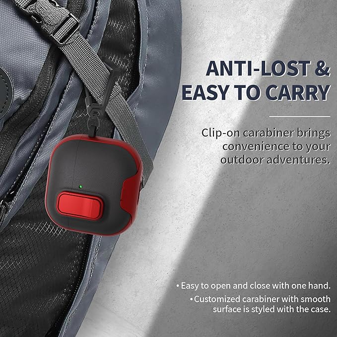 for AirPods 4 Case with Lock,TPU Leather Texture Protective Durability Anti-Lost & Shockproof Protective Cover Accessories with Cleaning Kit in Keychain for Apple AirPods 4 Generation (Red/Black)