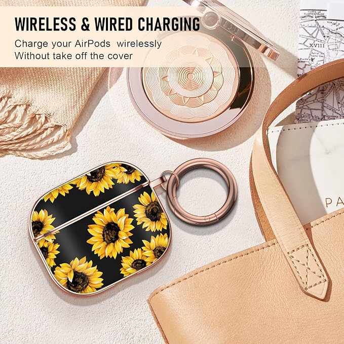 Maxjoy for AirPods 3rd Generation Case, Compatible with Apple AirPods 3rd Charging Case, Yellow Flowers