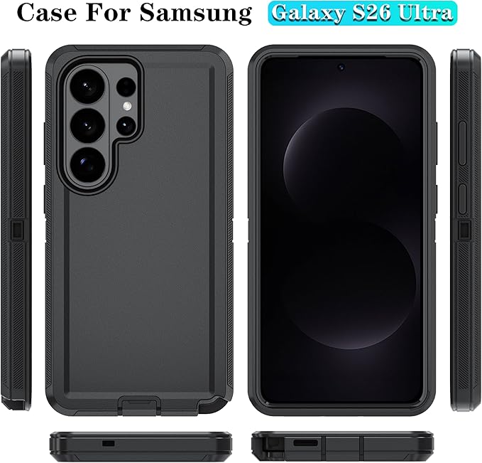 ONOLA Phone Case for Samsung Galaxy S26 Ultra Case with HD Screen Protector, Heavy Duty Shockproof & Dropproof 3-Layer Cover Phone Case for Galaxy S26 Ultra 6.9'',Black