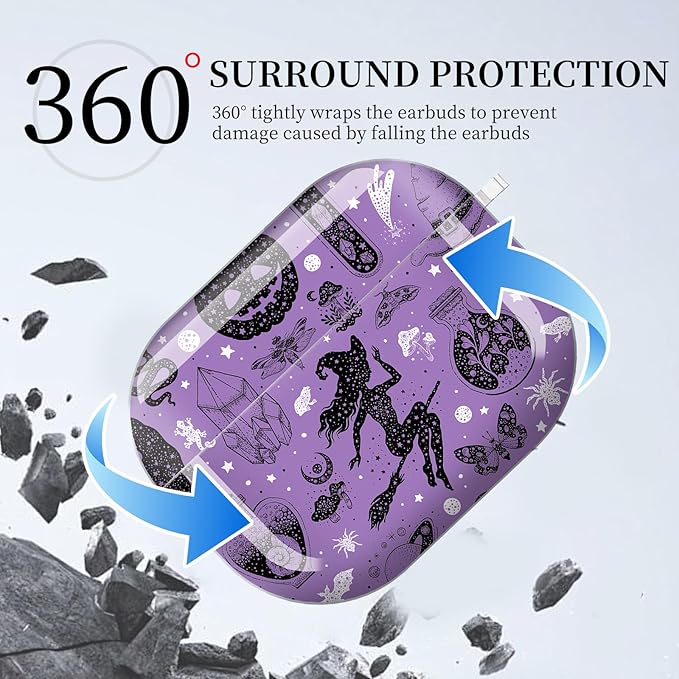 for AirPods Pro 3 Case, Compatible with AirPods Pro 3rd Generation Case (2025), Shockproof Protective Cover with Golden Carabine (Purple Pumpkin cat)