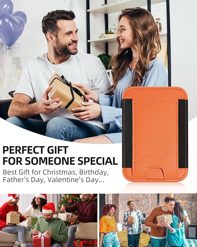 HiWe for MagSafe Wallet, Stronger Magnetic Wallet for iPhone 17/16/15/14/13/12 Series, 7 Cards Holder, Vegan Leather Minimalist Slim RFID, 1 Slot, Cosmic Orange & Black