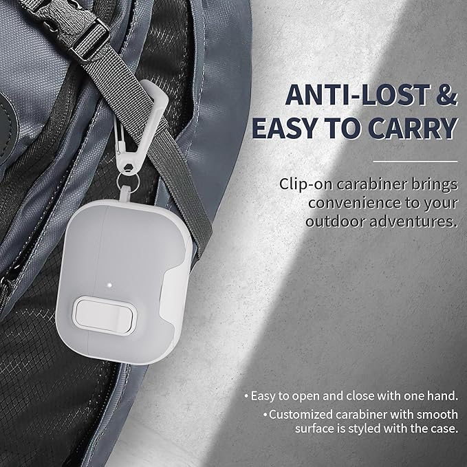 for AirPods Pro 3 Case with Lock,TPU Leather Texture Durability Anti-Lost & Shockproof Protective Cover Accessories with Cleaning Kit in Keychain for Apple AirPod Pro 3 Generation 2025(White/Grey)