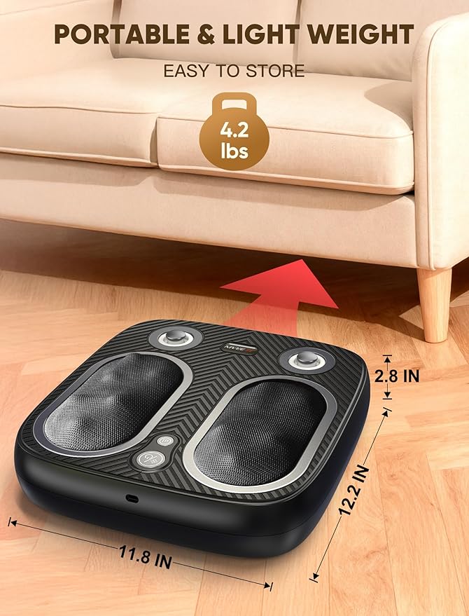 Shiatsu Foot Massager with Heat & Vibration :Deep Kneading Foot Massager for Plantar Fasciitis, Neuropathy, Circulation, Electric Feet Massager Machine for Women Men, Relax for Home Office Use