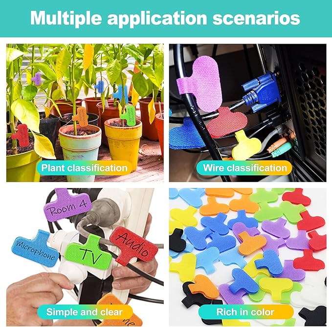 40 PCS Multi-Color Cable Labels, Reusable Write-On Cord Tags for Wire Management & Identification, Waterproof Charger Cord Organizer for Electronics, Home, Office - Assorted Colors