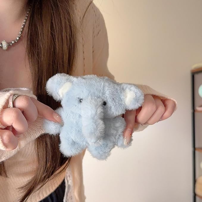 Cute Blue Elephant Plush Case for AirPods Pro 2 with Cleaner Pen, Protective Cover for Apple AirPods Pro 2nd Generation, Gift for Women