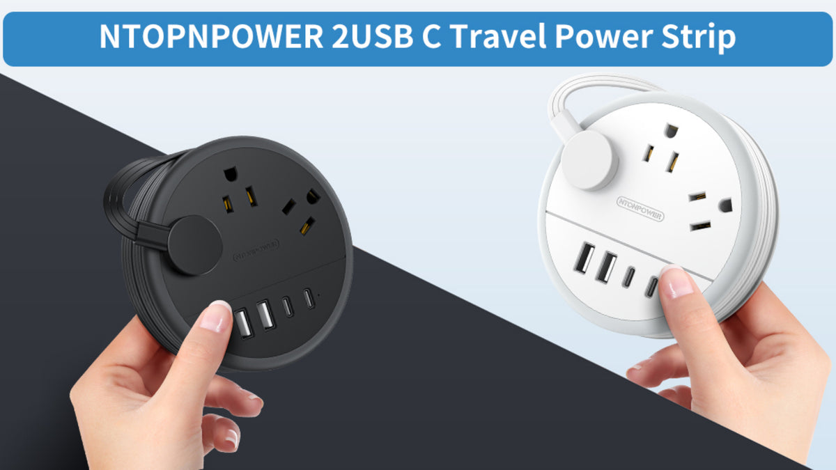 NTONPOWER Flat Plug Extension Cord, 2 USB C Travel Power Strip with 3 Outlets 4 USB Ports, 4ft Flat Extension Cord, Portable Power Strip Mountable for Travel Cruise Ship Essentials Home Black