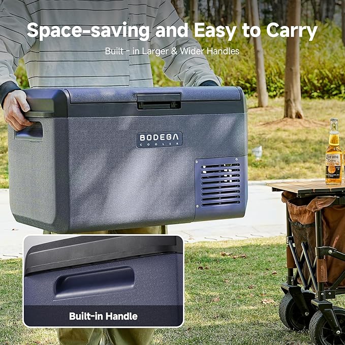 BODEGA 12 volt Car Refrigerator -32 QT Portable Freezer IPX4 Waterproof Car Fridge Electric Cooler Ultra-Quiet for Truck Van Camping Travel 12/24V DC 110~240 Volt AC,-4โ~68โ