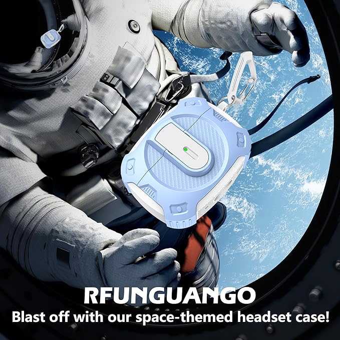 RFUNGUANGO for AirPods Pro 2 Case, Compatible with Airpods Pro Case 2nd / 1st Generation, Compatible with MagSafe, with Cleaning Kit and Keychain, Visible LED, Sky Blue