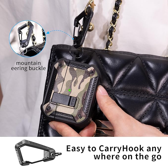 RFUNGUANGO Compatible AirPods Pro 2nd Generation Case with Phone Holder and Compatible Back Magnetic Suction Function, Suitable for AirPods Pro 2 Case, Black+Camouflage