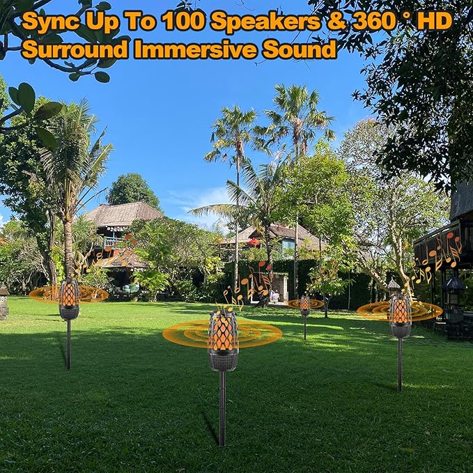 2 Pack Outdoor Bluetooth Speakers, Outdoor Speaker Bluetooth Waterproof Patio, Gift for Men Cool Tech Gadgets for Him, Auto-Pairing Multi-Sync up to 100 Speakers IPX6 for Party Patio Porch (2 Pack)