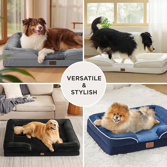 Bedsure XL Orthopedic Dog Bed for Extra Large Dogs - Washable XLarge Dog Cat Bed Waterproof, Comfort Dogs Couch Sofa with Washable Removable Cover, Pet Bed with Nonskid Bottom, Lavender, 42"