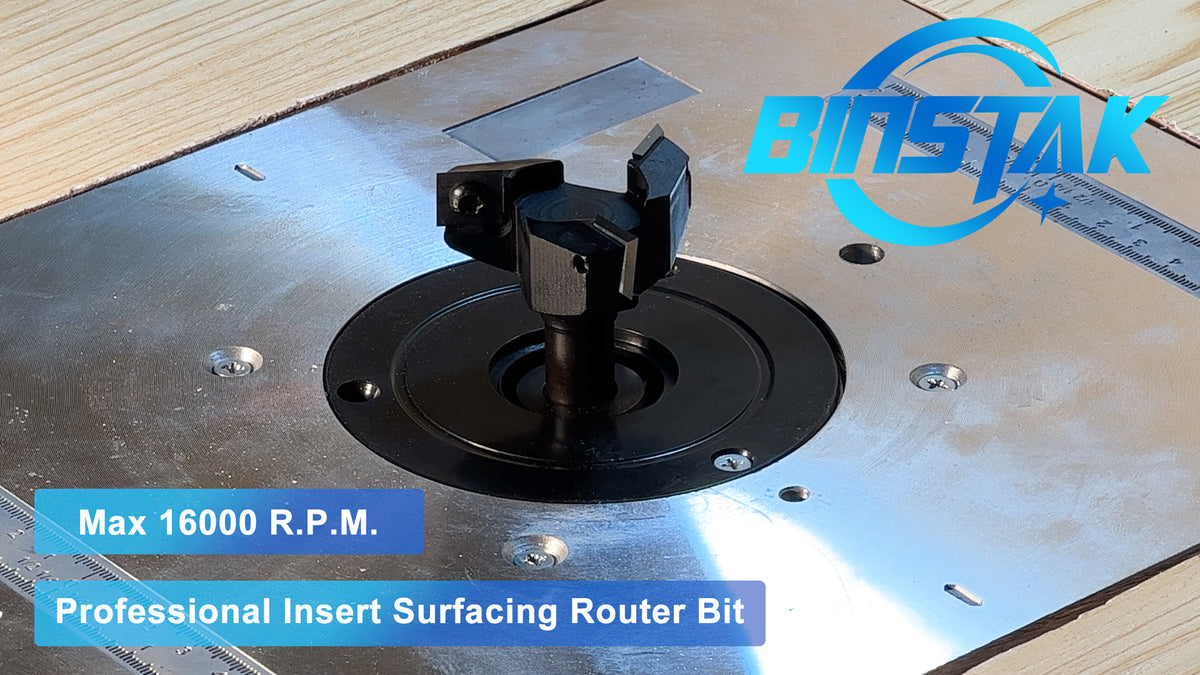 CNC Spoilboard Surfacing Router Bit, 1/2" Shank 3" Cutting Diameter, Carbide Insert Slab Flattening Router Bit Planing Bit Wood Planer Bit Woodworking Tools by BINSTAK