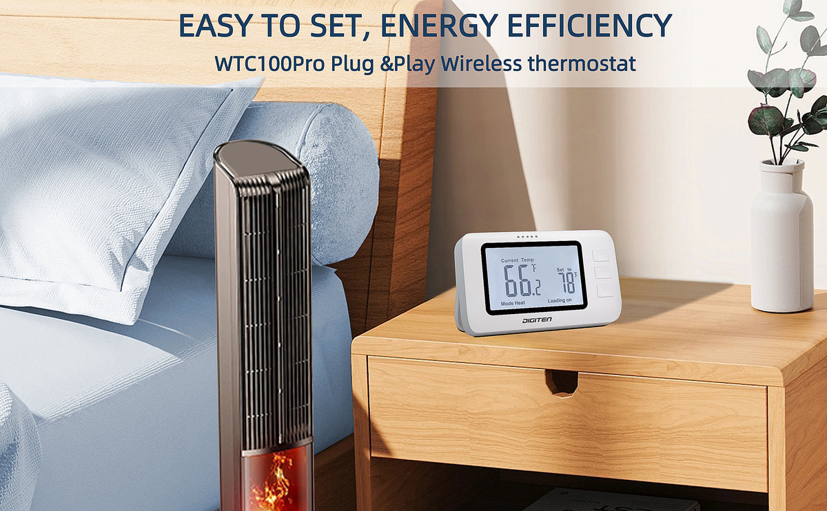 Wireless Thermostat for House, SENSTREE Remote Temperature Controller, Temperature Control Plug, Support Heating/Cooling Mode, for Window A/C, Fan, Space Heater,in Home,Baby Room, Attic, Garage