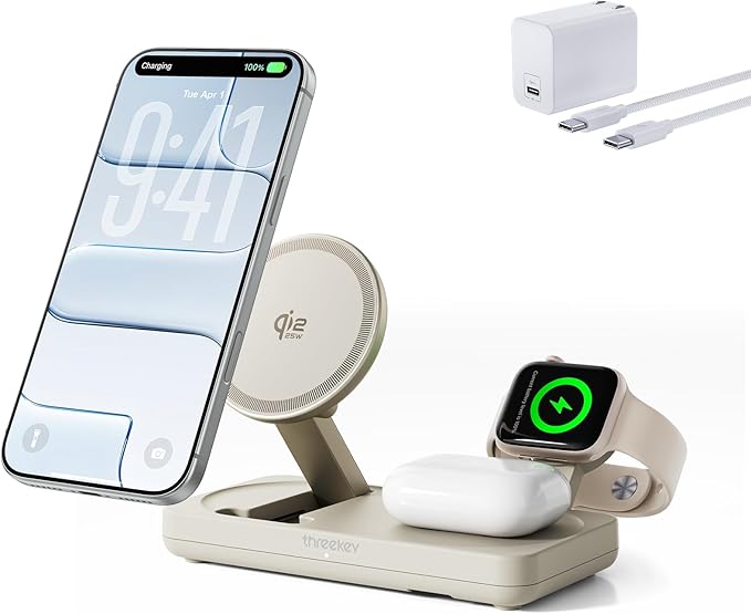 Premium 3-in-1 Qi2 wireless charging station for iPhone Apple Watch and AirPods – best wireless charger 2026