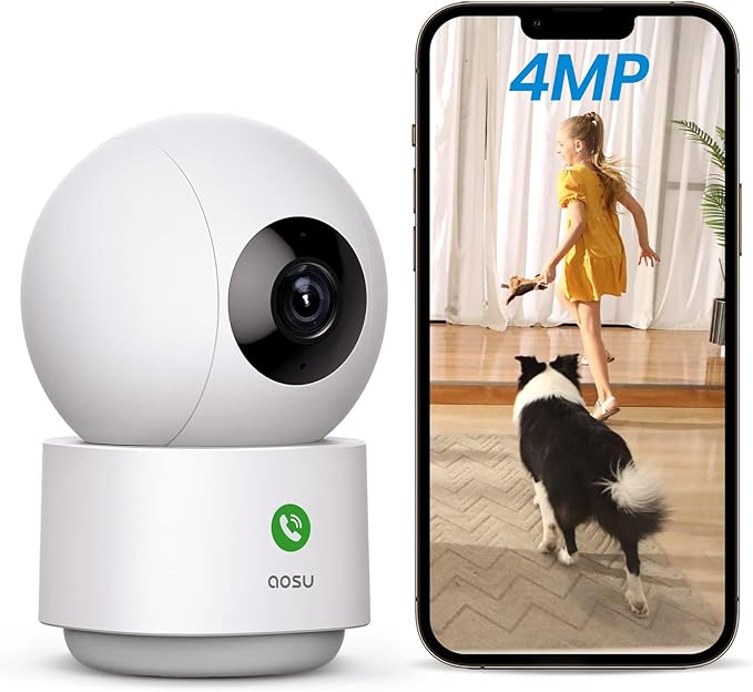 aosu 4MP 360° indoor security dome camera with night vision and Alexa compatibility for smart home security