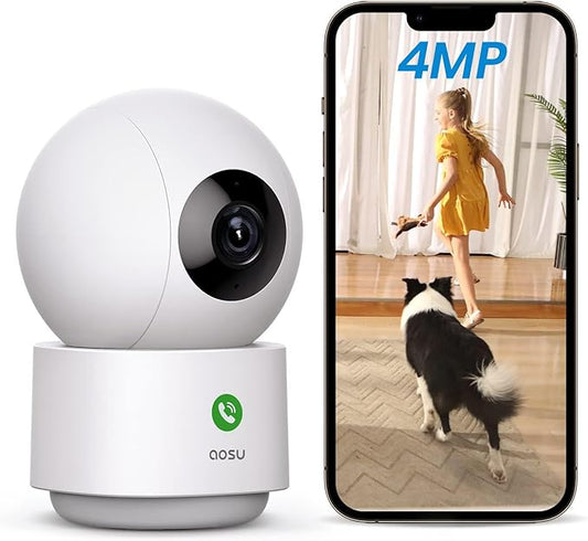 aosu 4MP 360° indoor security dome camera with night vision and Alexa compatibility for smart home security