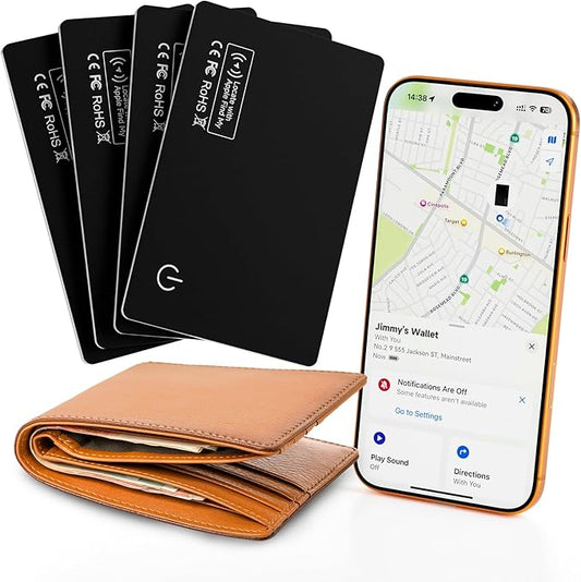 Smart card wallet tracker 4-pack ultra-thin Apple Find My compatible IP68 waterproof item finder