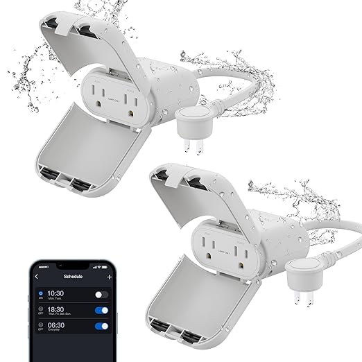 ELEGRP outdoor smart dimmer plug IP66 waterproof with dual sockets compatible with Alexa and Google Home
