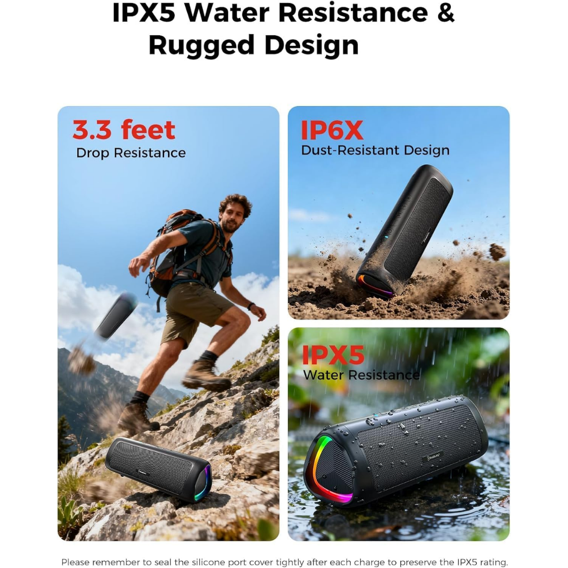 Bluetooth Speaker, 20W HD Sound, Portable Wireless, IPX5 Waterproof, Up To 24H Playtime, TWS Pairing - Image 3