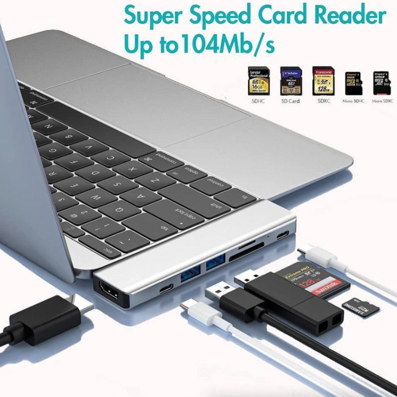 5-in-1 USB-C Hub for MacBook Pro & Air – 4K HDMI, USB 3.0, SD Card, 100W PD