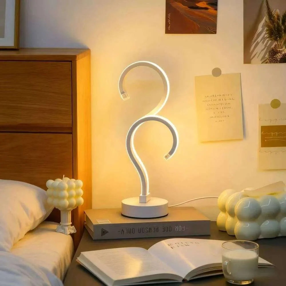 Creative Double Question Mark Elegant White Desktop Lamp, USB Power Supply - Three Color Lighting, Suitable For Bedroom - Image 5