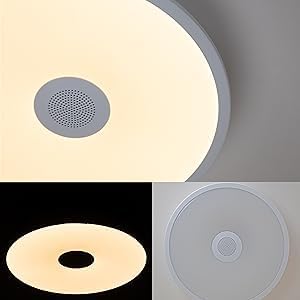 BT-Version LED Ceiling Light with Speaker 18W 11Inch Music Ceiling Lamp with Remote Control Adjustable Brightness & Color Temperature RGB Ambient Lighting for Kids Room Bedroom and More