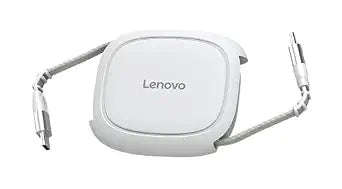 Lenovo 240W USB-C Retractable Cable, PD Fast Charging USB-C to USB-C, Smart Retractable Design, 1.2m (3.94 Ft), 480Mbps Data Transfer, Compact Portable Charger Cable for Laptop Tablet Phone, White