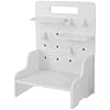Wood Desk Pegboard Organizer, Desktop Peg Board with Hanger Hooks for Home and Office Supplies, Desktop Display Pegboard for Crafts, Keys and Small Items, Office Desk Accessories, White