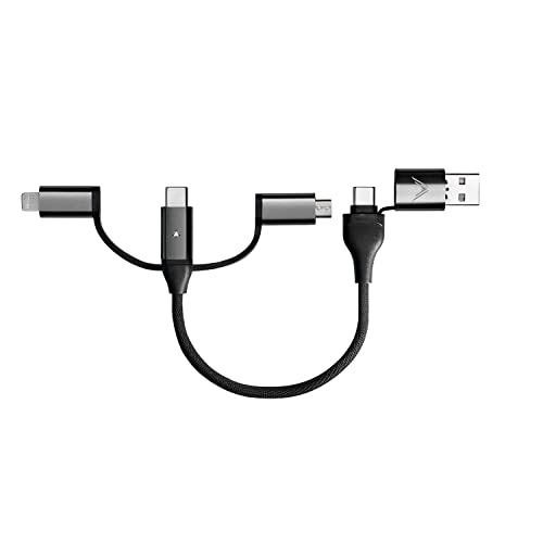 Futurizta Tech [Upgraded] Zeus-X 6-in-1 Universal Multi Cable (0.65ft/0.2m) Fast Charging 60W Laptop PD, QC3.0 & 27W Fast Charging & Data Sync, Military Grade Braided with Cable Organizer Strap