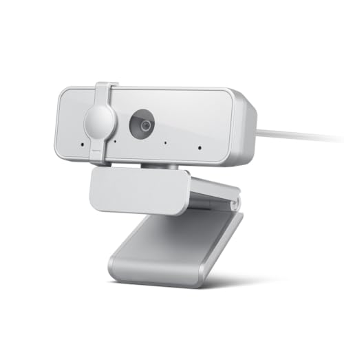 Lenovo 310 FHD Webcam, 1080p, FHD Resolution @30 FPS, Plug-and Play USB Connectivity, 1.8M Cable, 2 Integrated Microphones, External Privacy Shutter, White