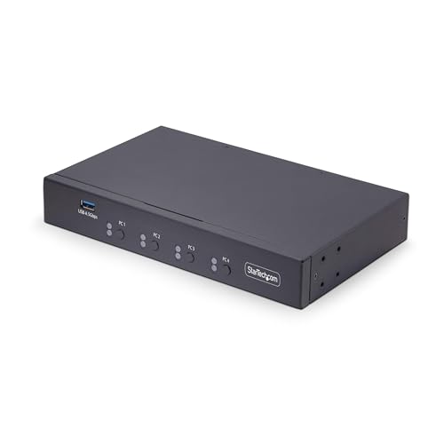 StarTech 4-Port KM Switch, Mouse Switching, Audio, TAA (P4A20132-KM-SWITCH)